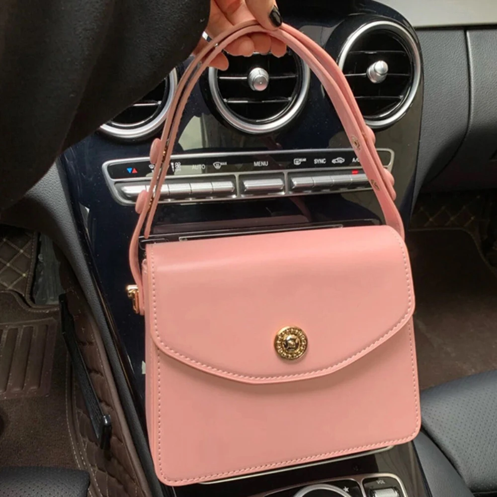 

Luxury Burgundy Messenger Bag Fashion Solid Square Hand-Held Bridal Bags Women Personalized Glossy Versatile Buckle Handbag