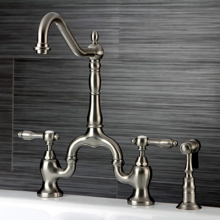 Tudor Bridge Kitchen Faucet, Brushed Nickel