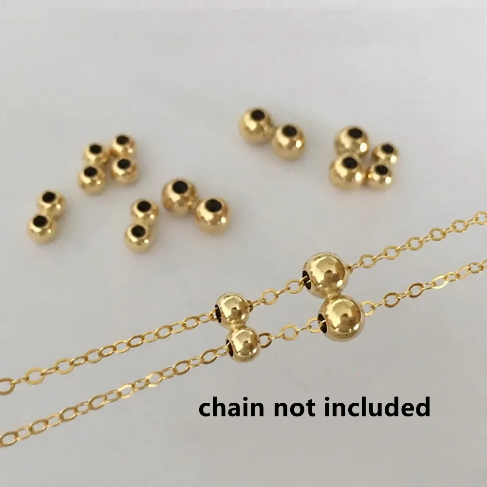 2 Pieces 14K Gold Filled Double Row Silicone Stopper Beads 3mm 4mm for Bracelet Making