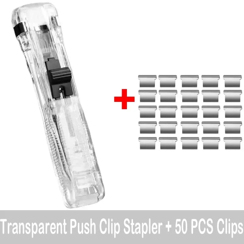 Push Clip Stapler Staple Remover Binder Push Clamp Tape Dispenser Paper Clips Stationery School Office Supplies Bookbinding