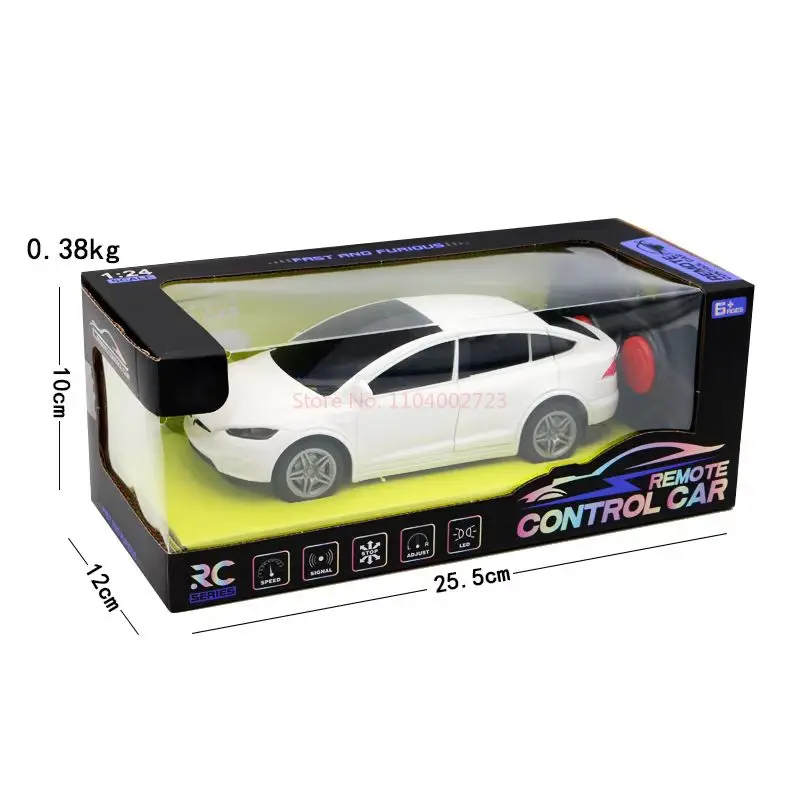 Coche teledirigido Tesla 1:24, coche de Control remoto Drfit de 4 canales con luces de simulación, puertas dobles, modelo de plástico, coche de juguete para regalo para niños