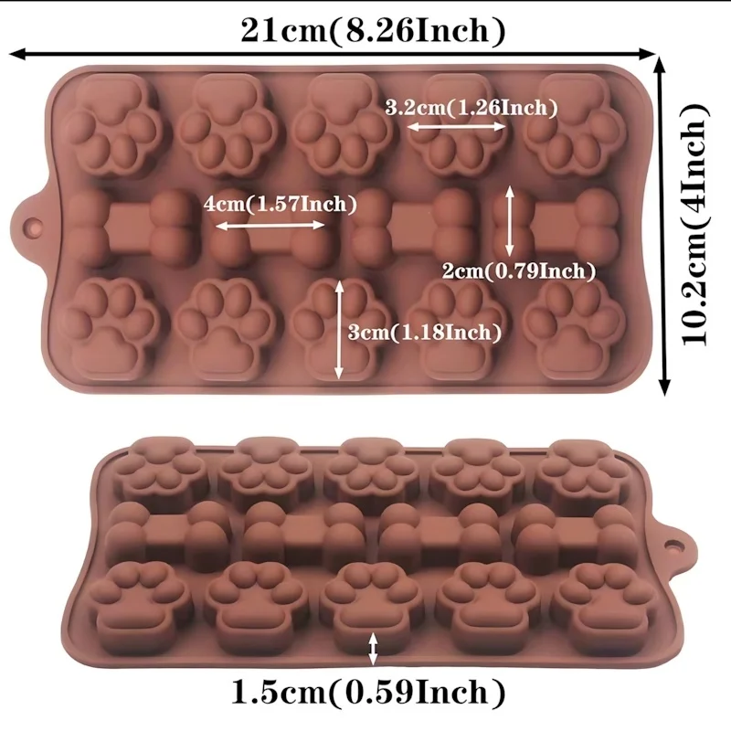 21×10.2cm Pet Paw & Bone Silicone Chocolate Mold - 100% Food Grade Platinum Silicone, BPA-Free, Heat Resistant for Dog Treats - Image 6