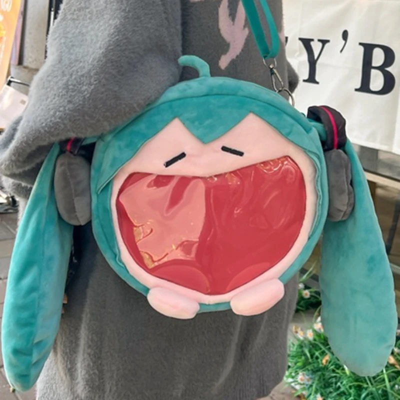 日本のかわいい初音ミクぬいぐるみショルダーバッグクリエイティブ漫画大きな口の形初音周辺機器ポータブル収納袋ギフト