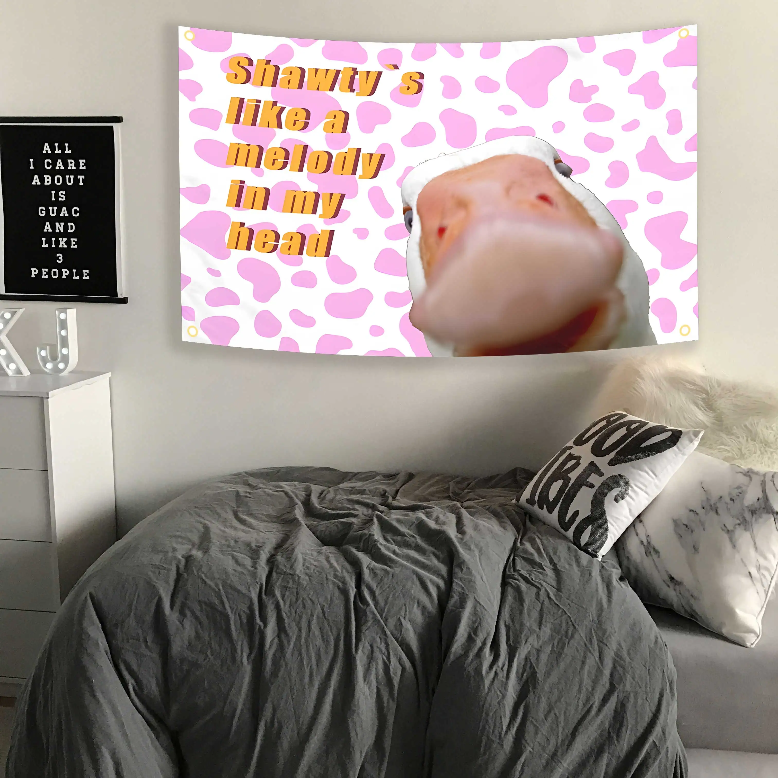 2x3fts 3x5fts Shawty's Like A Melody In My Head Flag Tapestry Banner With Four Brass Grommet For Indoor Decoration, Home Decor