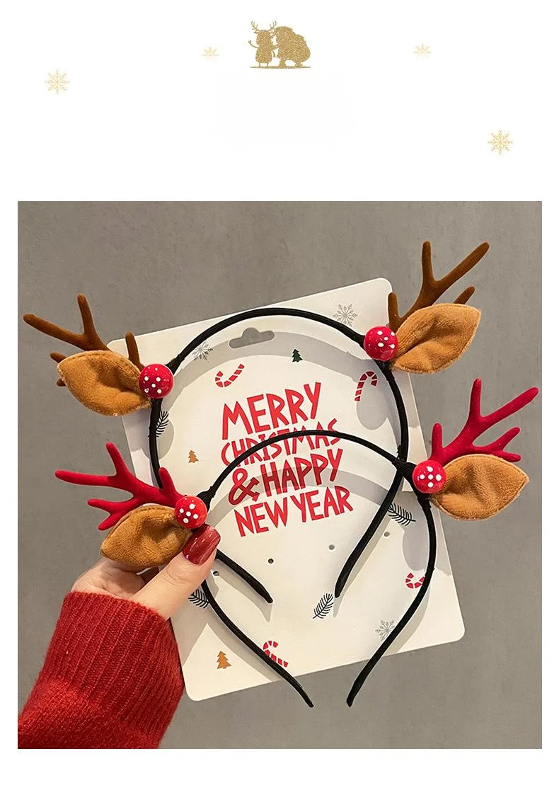 Weihnachtsclips für weibliche Hirschgeweihe, dekorative Geschenke, große Schleifen-Stirnbänder, Haar-Accessoires, Kopfbedeckungen_voghion.com