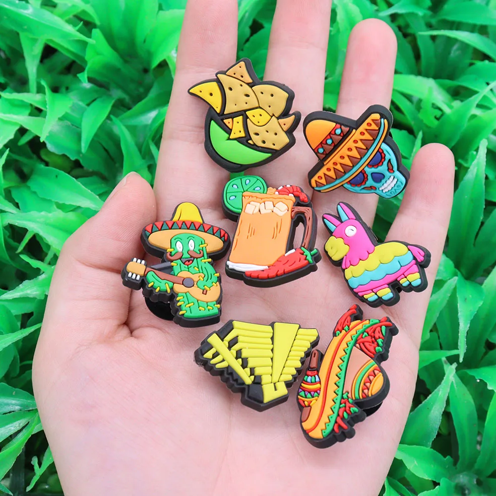 Wholesale 50Pcs PVC Mexican Series Cactus Lemon Taco Slipper Shoes Charms Adult Designer Decoration Fit Backpack