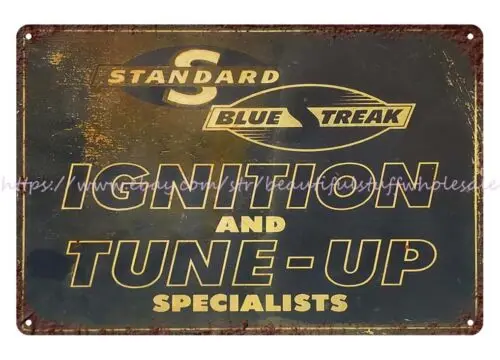 Standard Blue Streak ignition tune-up specialists metal tin sign a home decor