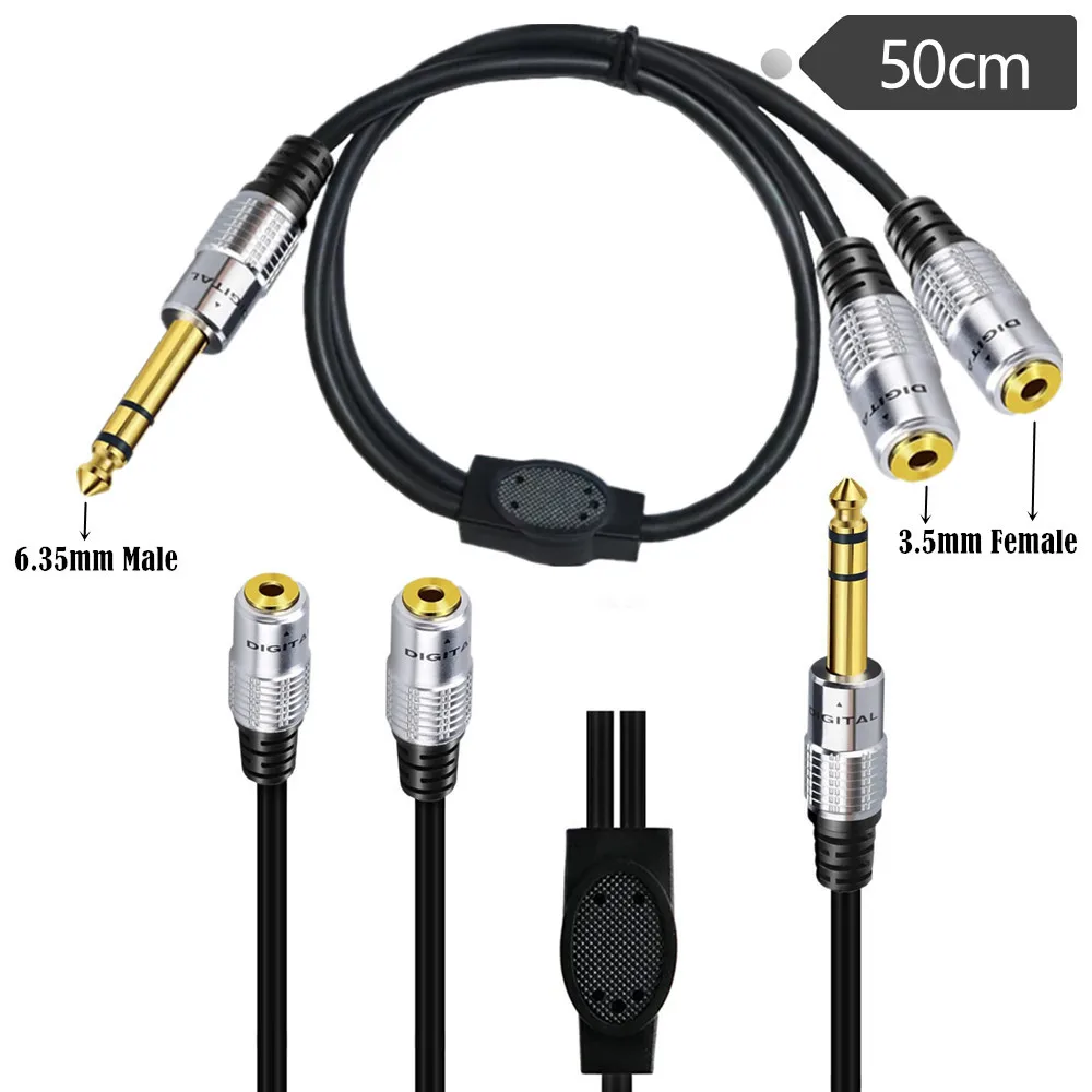 

6.35mm2/1 audio cable 6.5 mm male revolution dual 3.5 female crossover cable shared cable headphone speaker connection cables