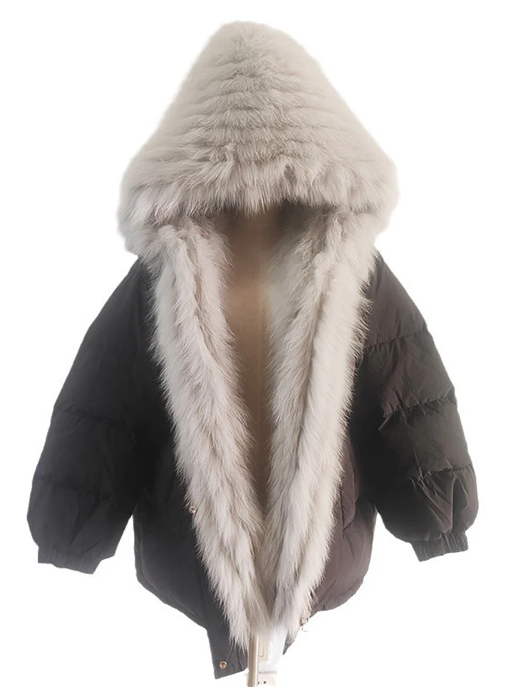 LANMREM Korean Style Winter Cotton Coat Women Fur Hooded Spliced Warm Thick Jackets Fashion 2024 Female New Clothing 2VV1812