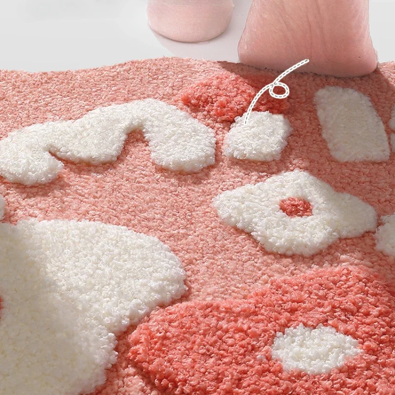 Cartoon Flower Bath Mat - Anti-Slip Shower Rug, Thick Microfiber Plush Bathroom Floor Mats, Quick Dry Super Absorbent Home Decor