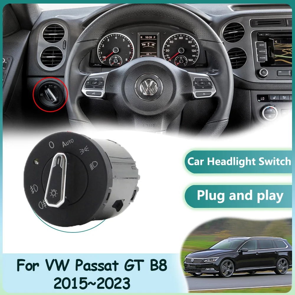 Car Headlight Switch for Volkswagen VW Passat GT B8 2015~2023 Head Automatic Lamp Auto Lighting Sensor Refit Interior Accessorie