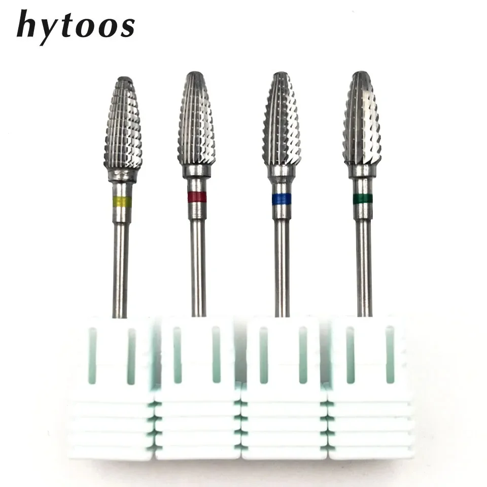 HYTOOS Nail Drill Bit 3/32" Tungsten Carbide Nail Bits Rotary Burr Millling Cutter for Manicure Electric Nails Accessories Tool