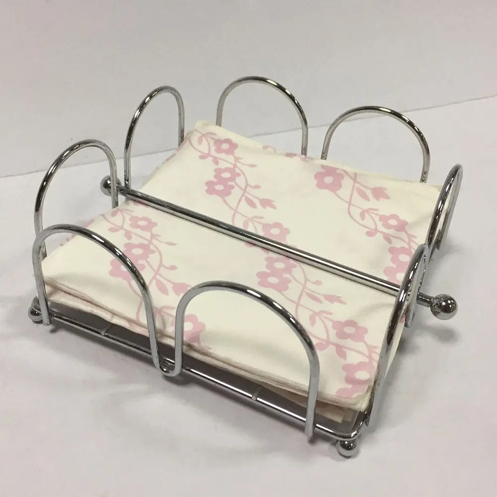 Sturdy Iron Napkin Holder Square Desktop Tissue Dispenser Weighted Arm Prevents Flying Napkins Ideal for Dining Room Kitchen