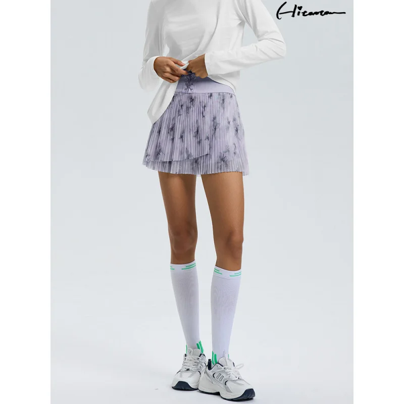 

Summer High Waist Drawstring Tennis Skirts Comfortable Badminton Skirts Quick Dry Leisure Pleated Skirts For Women