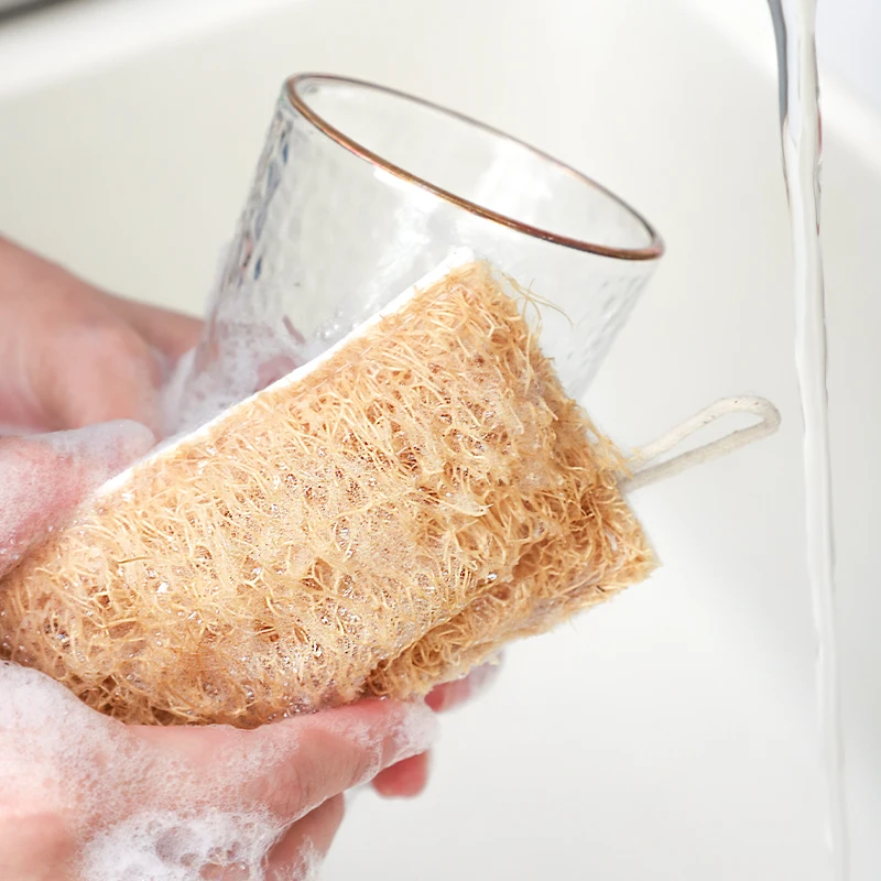 Natural loofah dish washing sponge Wood Pulp Cotton useful things for kitchen Double-sided dish cloths Multifunctional cleaning