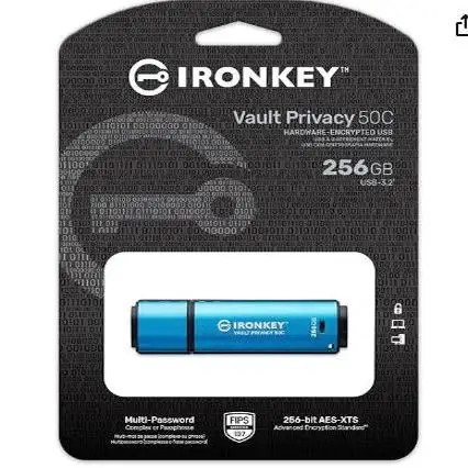 Ironkey Vault Privacy 50 USB-C 256GB Flash drive | FIPS 197 XTS-AES ESP32