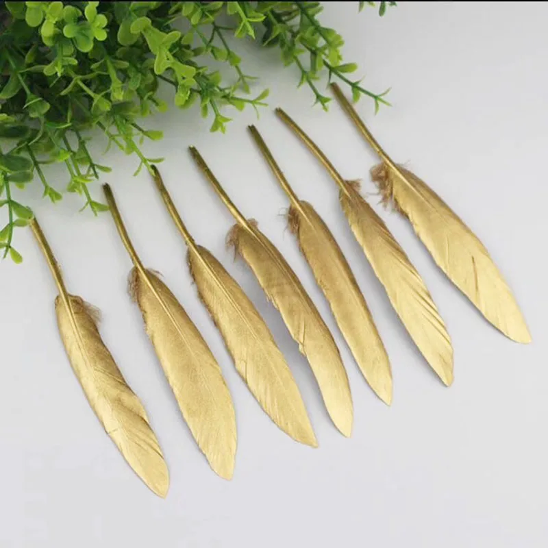 10pcs Golden Goose Feathers 4-6inch(10-15cm) for Art Craft Party Decoration Clothing Accessories Duck Feather