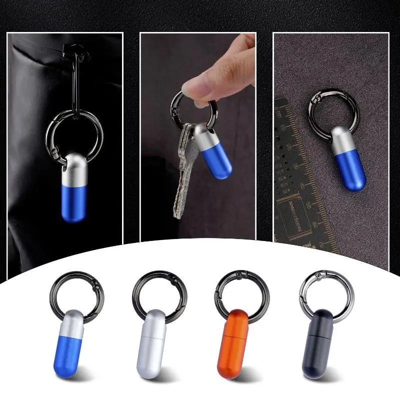 Pill Box Waterproof Aluminum Alloy Bunker Design Mini Portable Pill Case for Outdoor Travel Camping Medication Storage