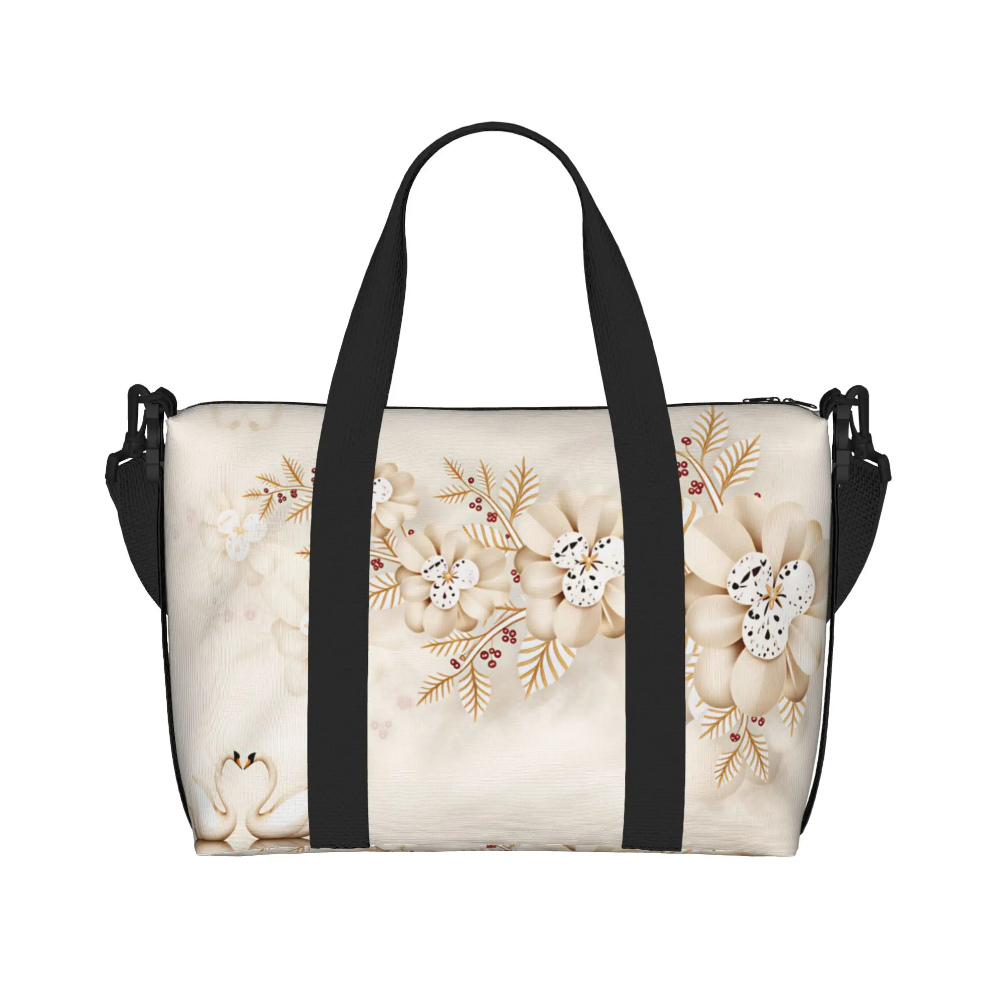 Custom Fashion Trend 3D Flowers Tote Bag Women Large Capacity Luxury High 3D Floral Gym Beach Shoulder Travel Bag