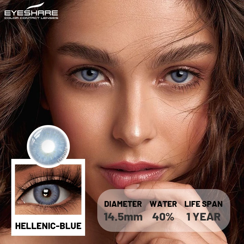 EYESHARE 2Pcs Color Contact Lenses Colored Pupils for Eyes Blue Eye Lenses Beauty Gray Lens Green Contacts Yaerly Brown Lenses