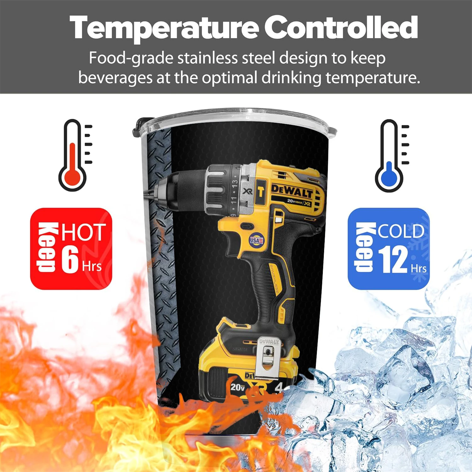 20V XR brushless lithium drill Vacuum Cup 20oz Tumbler With Straw stainless steel double  insulation Water Bottle craftsmen gift