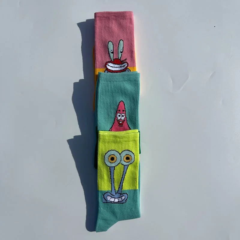 SpongeBob Patrick Star Socks Fashion Men Women Middle Tube Socks Cartoon Casual Sport Sock Breathable Couples Funny Stockings