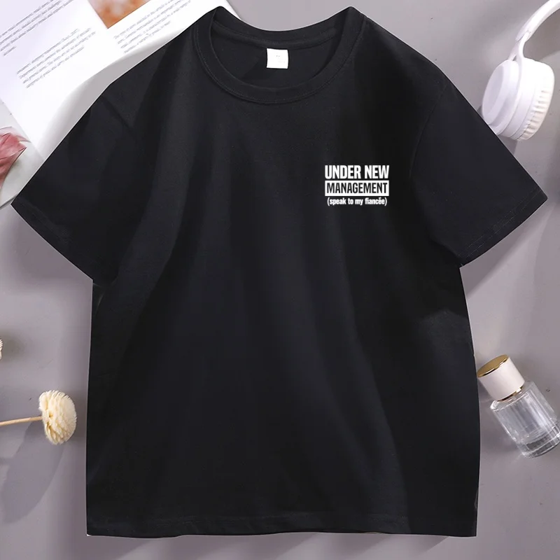Engagement Him Fiance T Shirt Men Funny Groom T-Shirt Under New Management Engaged Tee Husband To Be Wedding Tshirt Fiance Gifts