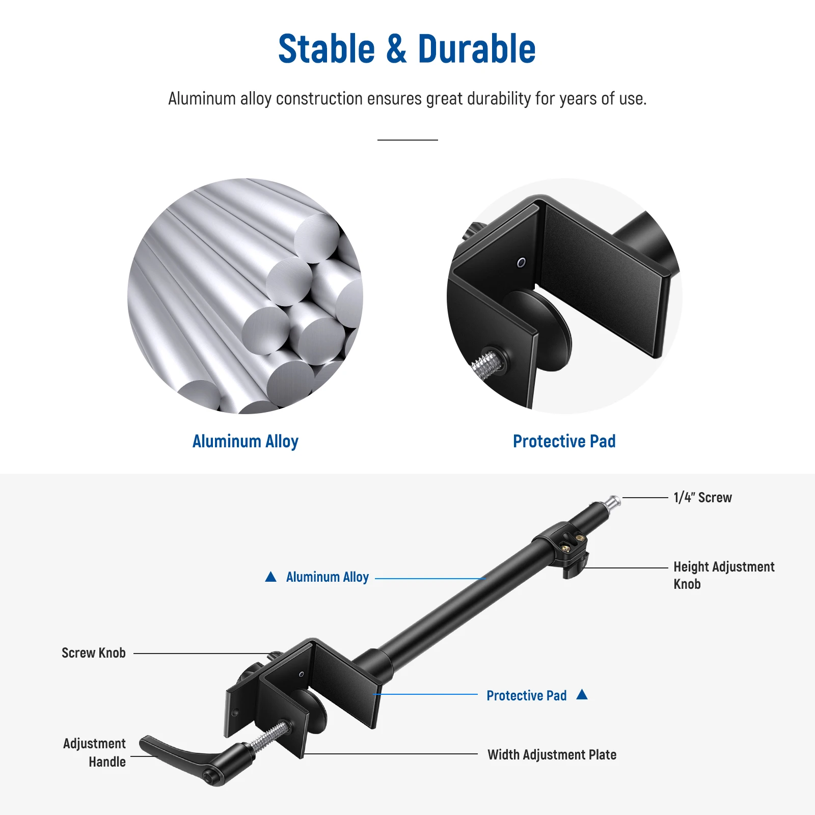 แท่นยึดโต๊ะ neewer C CLAMP ที่เสียบบเงินที่ตั้งฐานตั้งโต๊ะ2แพ็คพร้อมอะแดปเตอร์1/4 "หัวบอล13.8"-23.6 "ขาตั้งหลอดไฟปรับได้