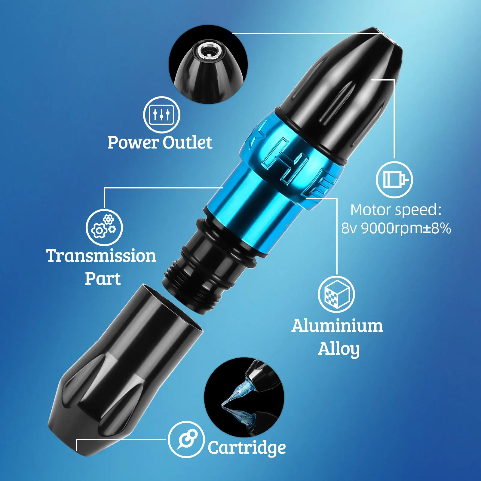

Tattoo Machine Cartridge Pen Aluminium Alloy Tattoo Machine Pen Motor Pen Machine For Tattoo Artists Body Art