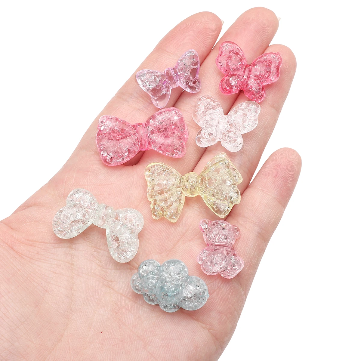 

5-60pcs Cracked Bowknot Acrylic Beads Transperant Loose Spacer Beads For Bracelet Phone Charm DIY Jewelry Making Findings