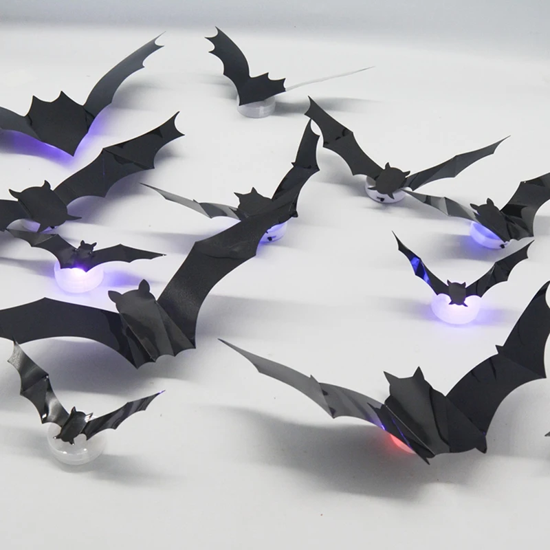 36 Pack Bats Halloween Decorations- Light Up Bat for Indoor/Outdoor, Bathroom, Door, Home, Bedroom Halloween Party-AD23