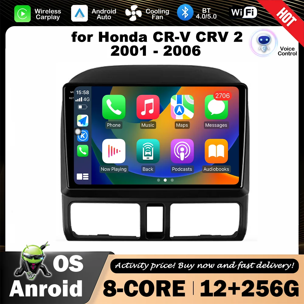 

9 inch Android OS for Honda CR-V CRV 2 2001 - 2006 Car Radio Multimedia Player WiFi GPS Navigation Wireless Carplay Bluetooth