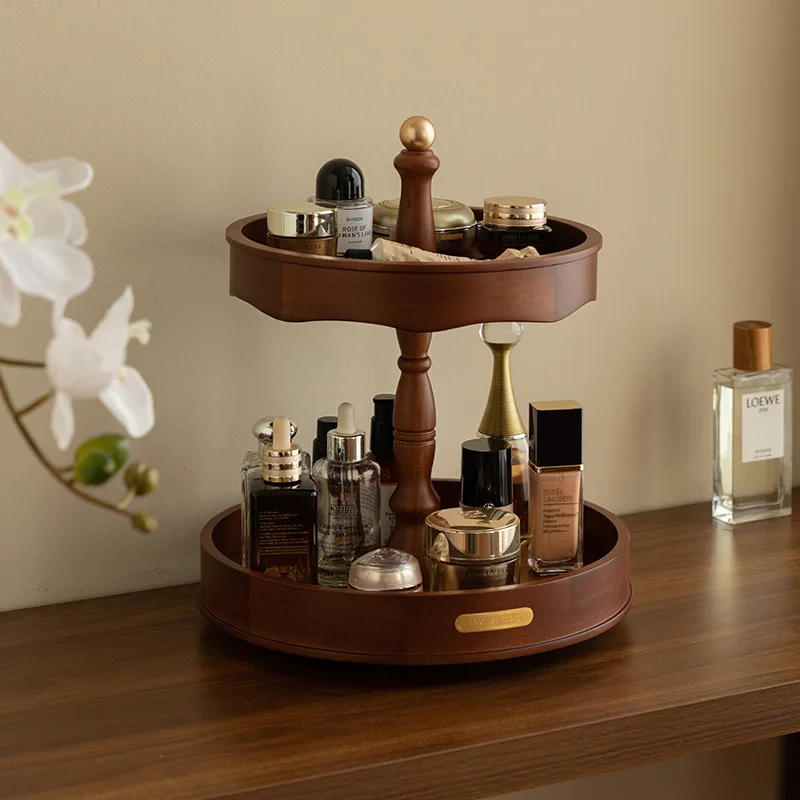 Cosmetica Opbergdoos Desktop Premium Hout Roterende Opslag Huidverzorgingsproducten Parfum Dressoir Plank Sieradendoos