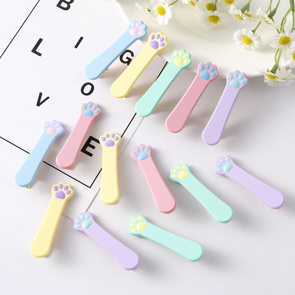 1/3Pcs/Set New Solid Cat Paw Hair Clips For Baby Girls Cute Bows Hairpin Barrettes Sweet Hairgrip Headwear Kids Hair Accessories