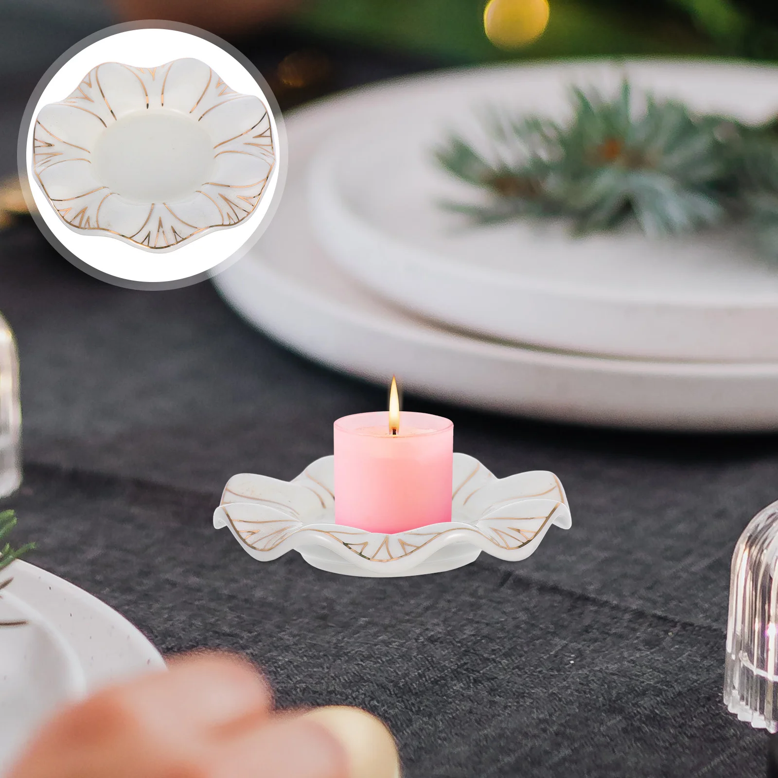 

Ceramic Holder Easy Clean Small Decorative Romantic Table Stand Candlestick Holders Ceramic Candlestick