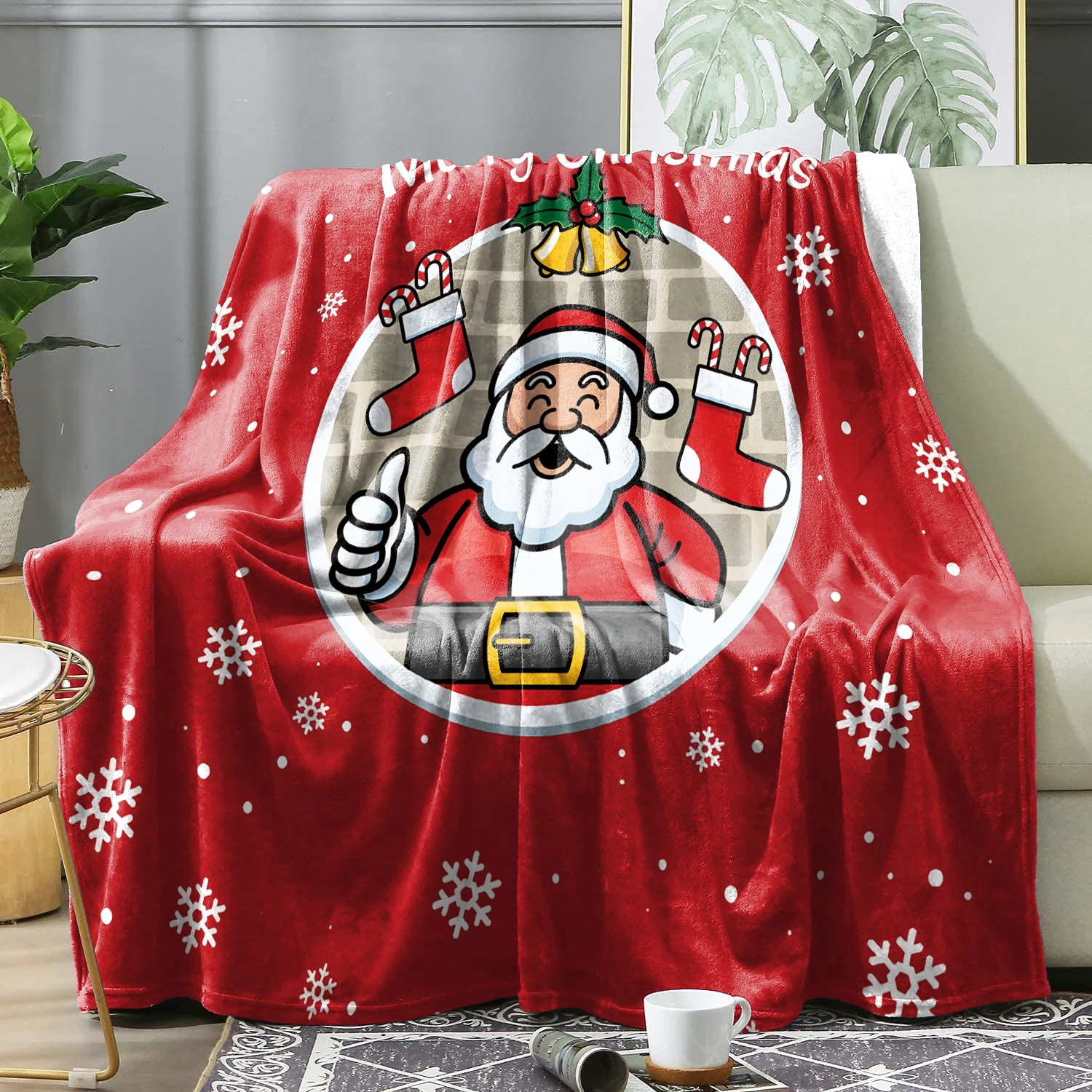 Winter Christmas Santa Warm Blanke Cover Soft Comfortable Decorative Sofa Throw Blankets Red Holiday Gifts Bedding Bedspread