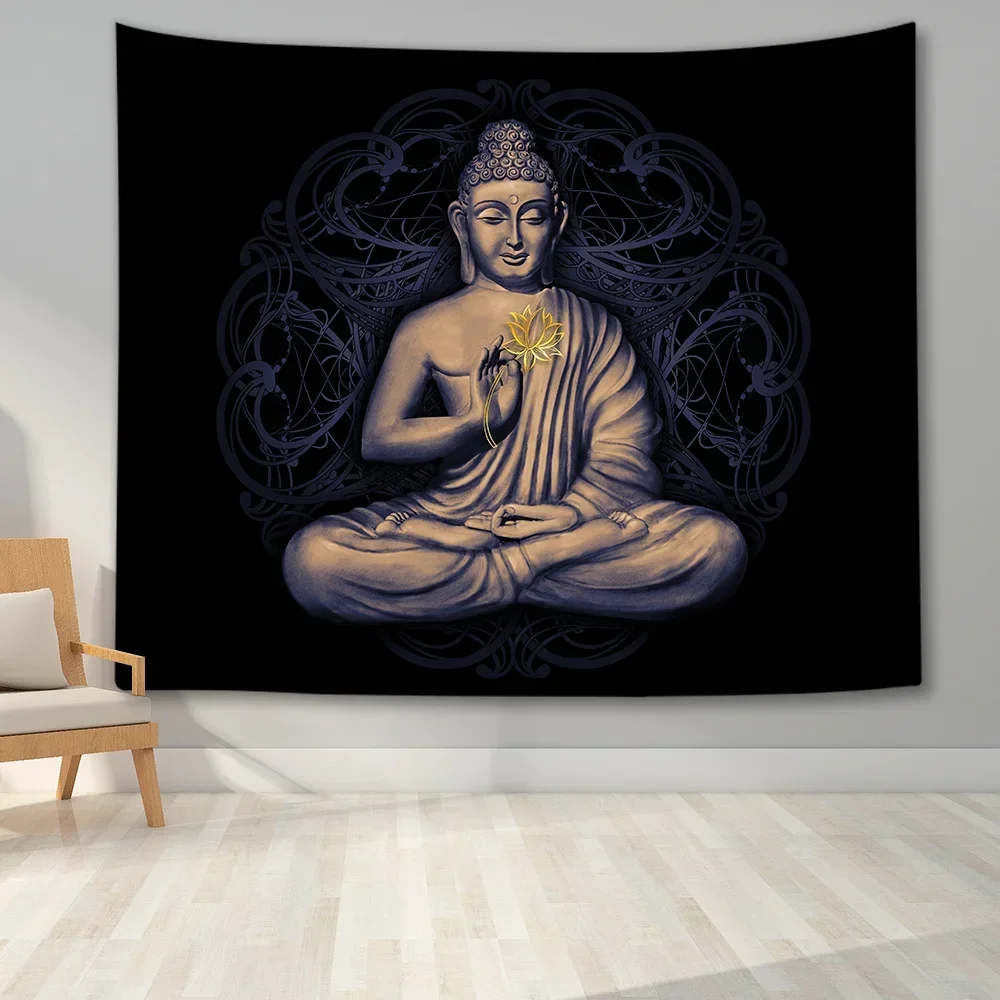 Buddha Tapestry Wall Hanging Meditator Seven Chakras Indian Bohemian Decorative Mandala Sheet Sofa Blanket Psychedelic Yoga Mat