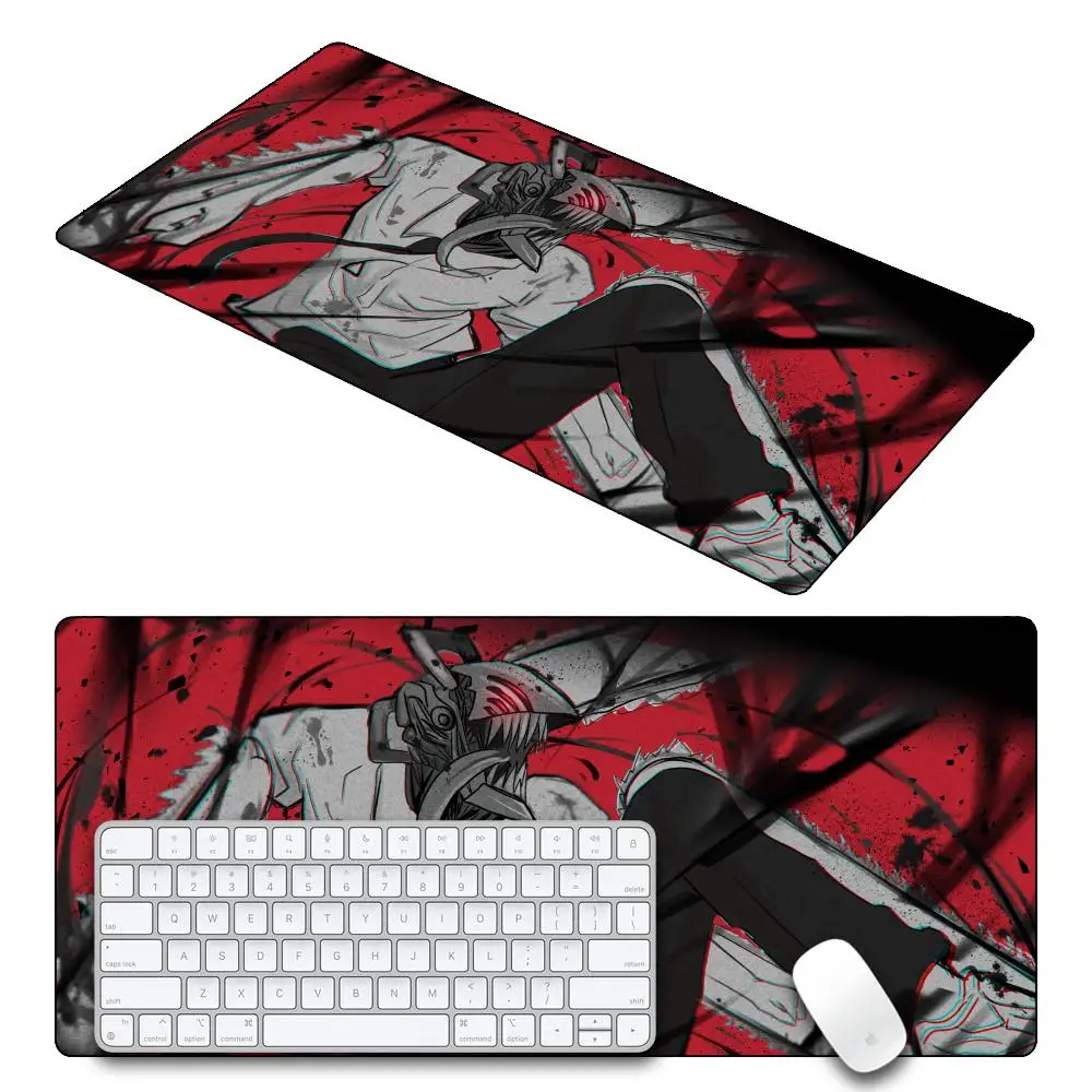 Anime Chainsaw Man Mousepad HD-Druck Computer Gamer Locking Edge Rutschfestes Mauspad XXL90x40cm Tastatur PC Schreibtischunterlage