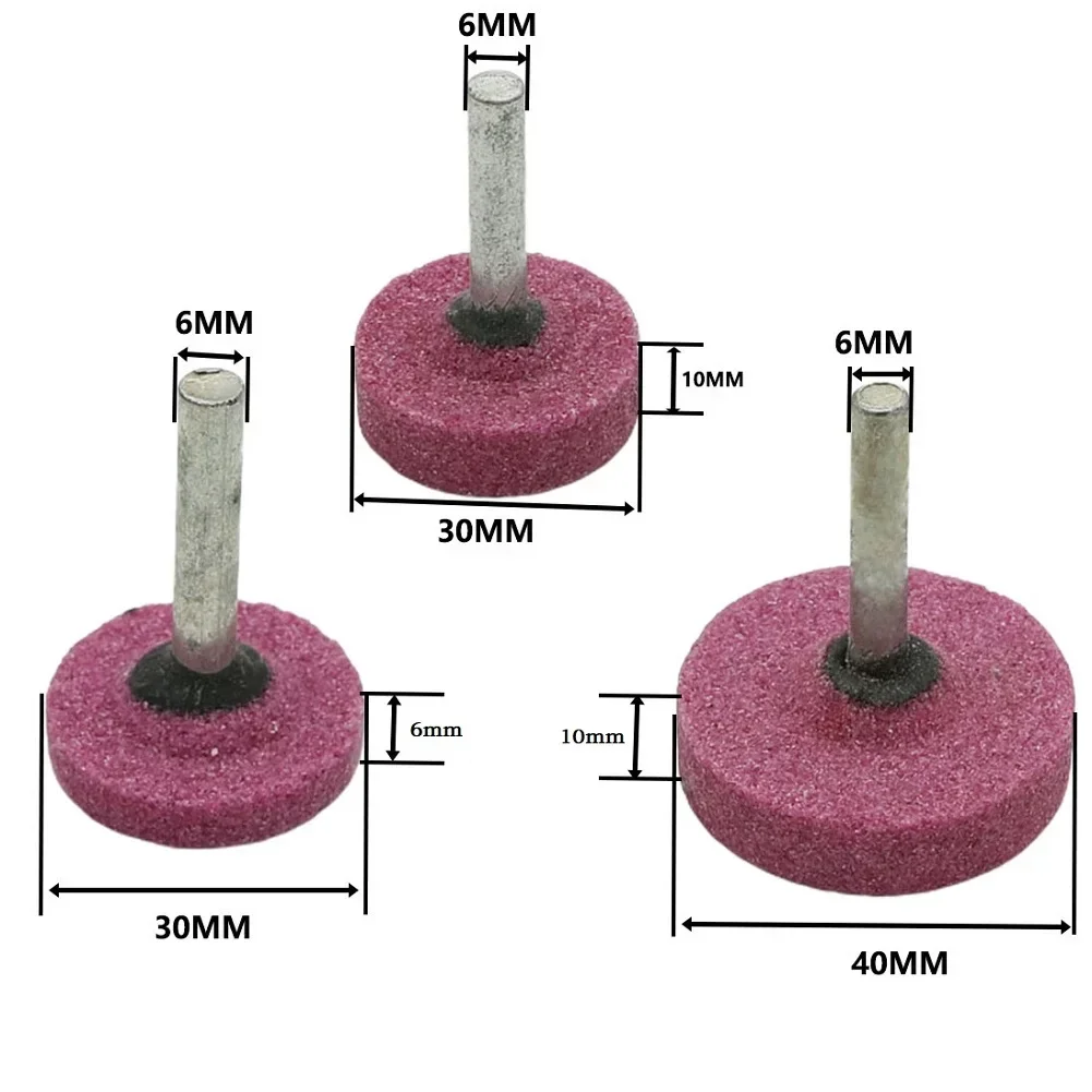 5 buah 6mm batang pemoles kepala roda kepala kasar dipasang batu bentuk datar untuk alat putar batu gerinda roda alat