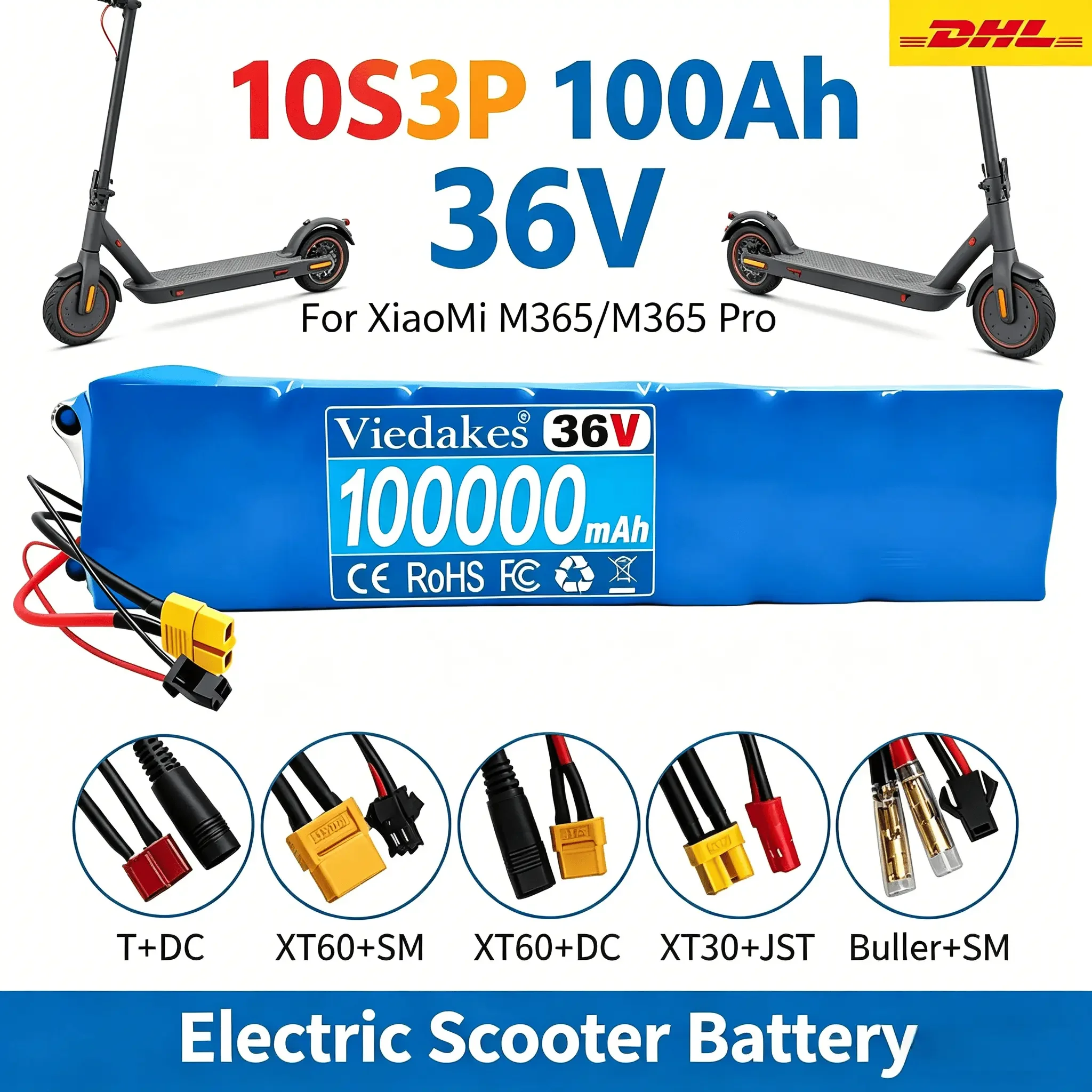 

For XiaoMi M365 M365 Pro Electric Scooter 36V 10S3P18650 Lithium Battery Pack Waterproof Design With Smart BMS Safety Protection