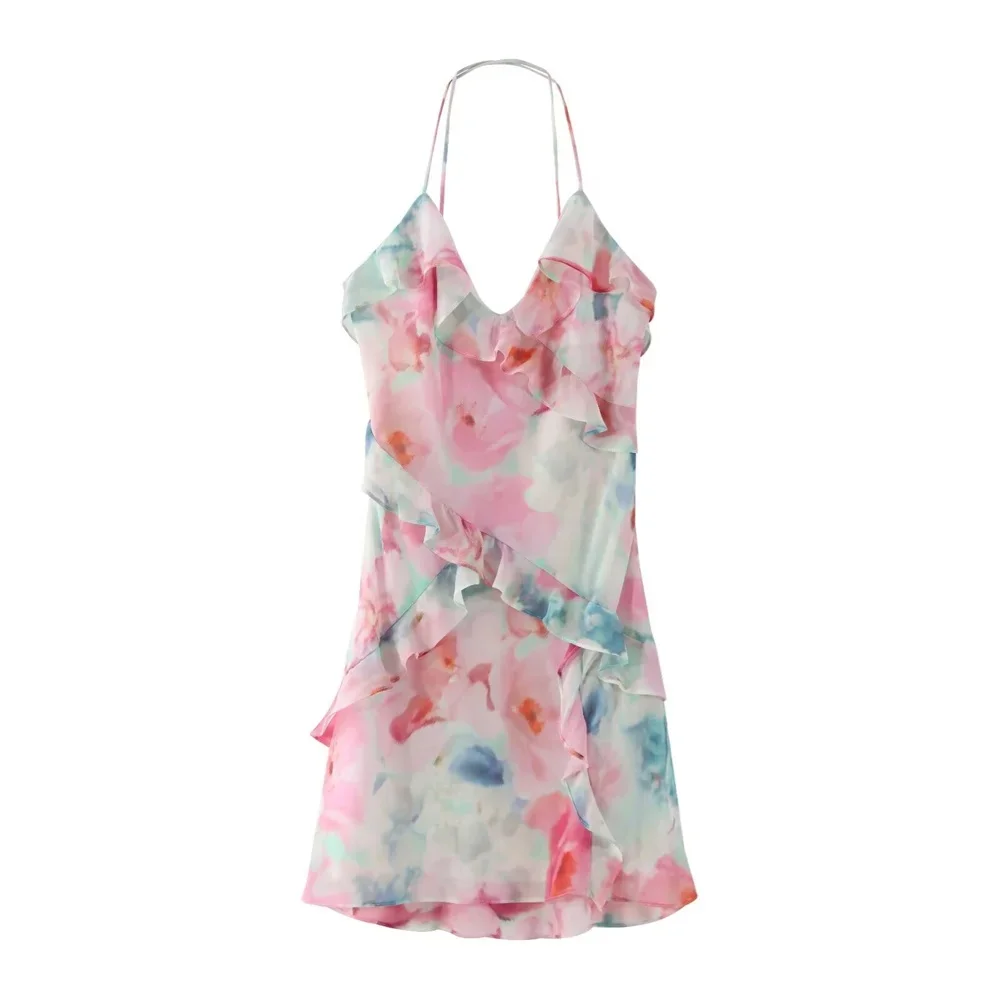 New Women's Fashion Casual Printed Sleeveless Style Strap Dress