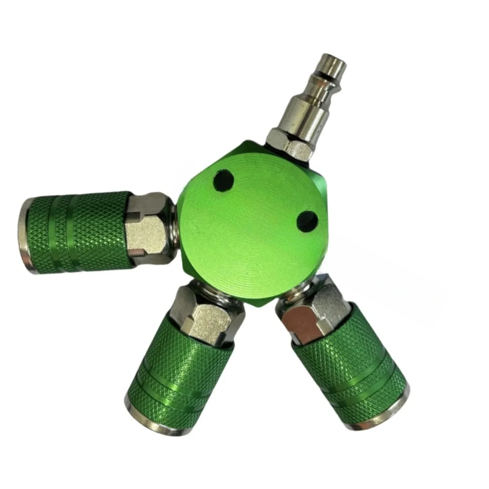 T-Junction 3-Way Self-Locking Air Coupler Aluminum for Pneumatic Tools 1/4in NPT Thread Quick Connect 14.5x14x2.3cm