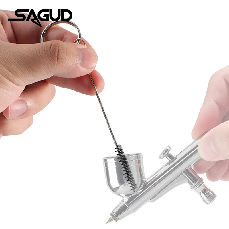 Imagem -03 - Airbrush Pistola Mini Kit de Ferramentas de Reparo de Limpeza de Ferragem Acessório Mão Airbrush Peças Portátil para Spray Ferramentas Aço Inoxidável