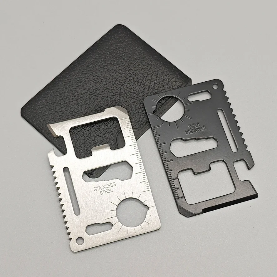 

Stainless Steel EDC Pocket Tool 11 in 1 Credit Card Portable Multi Function Survival Tool For Outdoor Camping Hunting Traveling