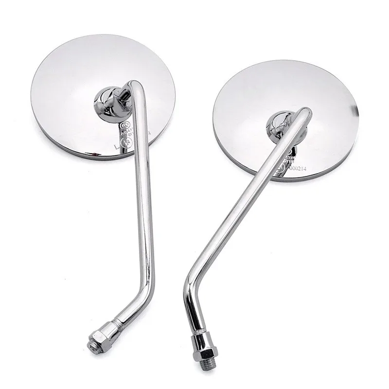 2Pcs Universal 10mm Motorcycle Rearview Mirrors Chrome Round Side Mirror for Suzuki GN 125 Yamaha Jog BWS Vino Scooter