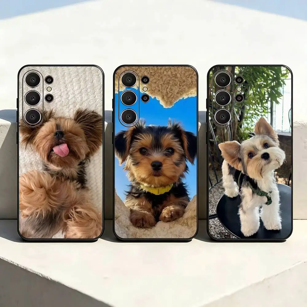 Pet Cute Dog Yorkshire Terrier Phone Case For Samsung S26,S24,S21,S22,Plus S23,S30,Ultra,S20,Fe,Black Soft Silicone