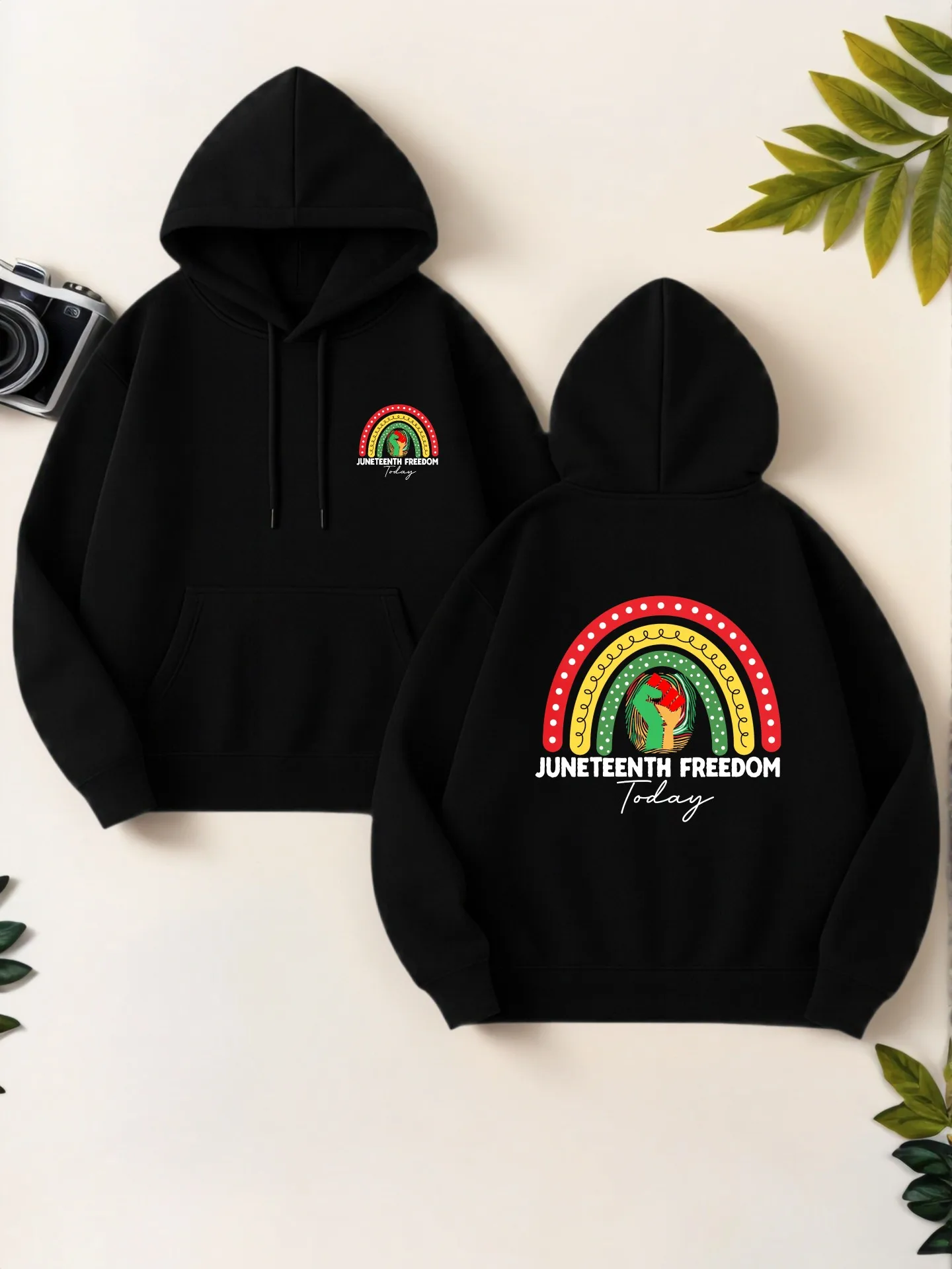 

Juneteenth Freedom Graphic Print Essential Hoodie, Aesthetic Casual Style, Fleece Lined, for Men, Casual Everyday Wear