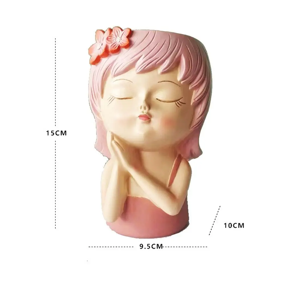 

Girl Head Planter Cartoon Face Planters Pots Resin Nordic Fairy Flowerpot Girl Statue Realistic Succulent Planter Pot Office