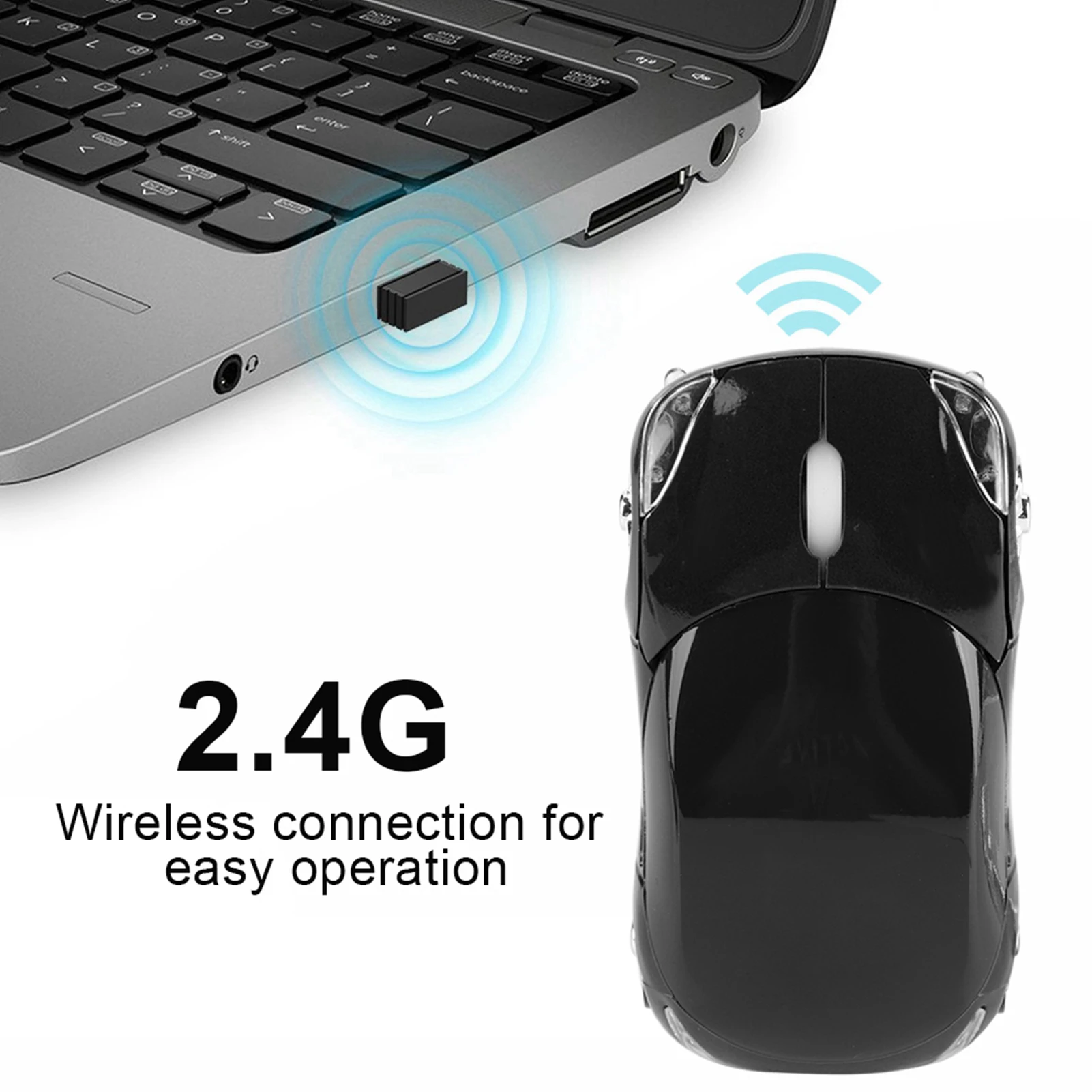 2.4G Car Mouse Wireless Mouse Optical Mouse 1600DPI for Mac/ME/Windows PC/Tablet Gaming Office