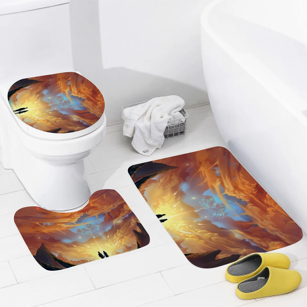 home bathroom floor mats Oil painting style Bath Foot mat modern bathroom accessories rug Toilet mat Bathtub anti-slip carpet